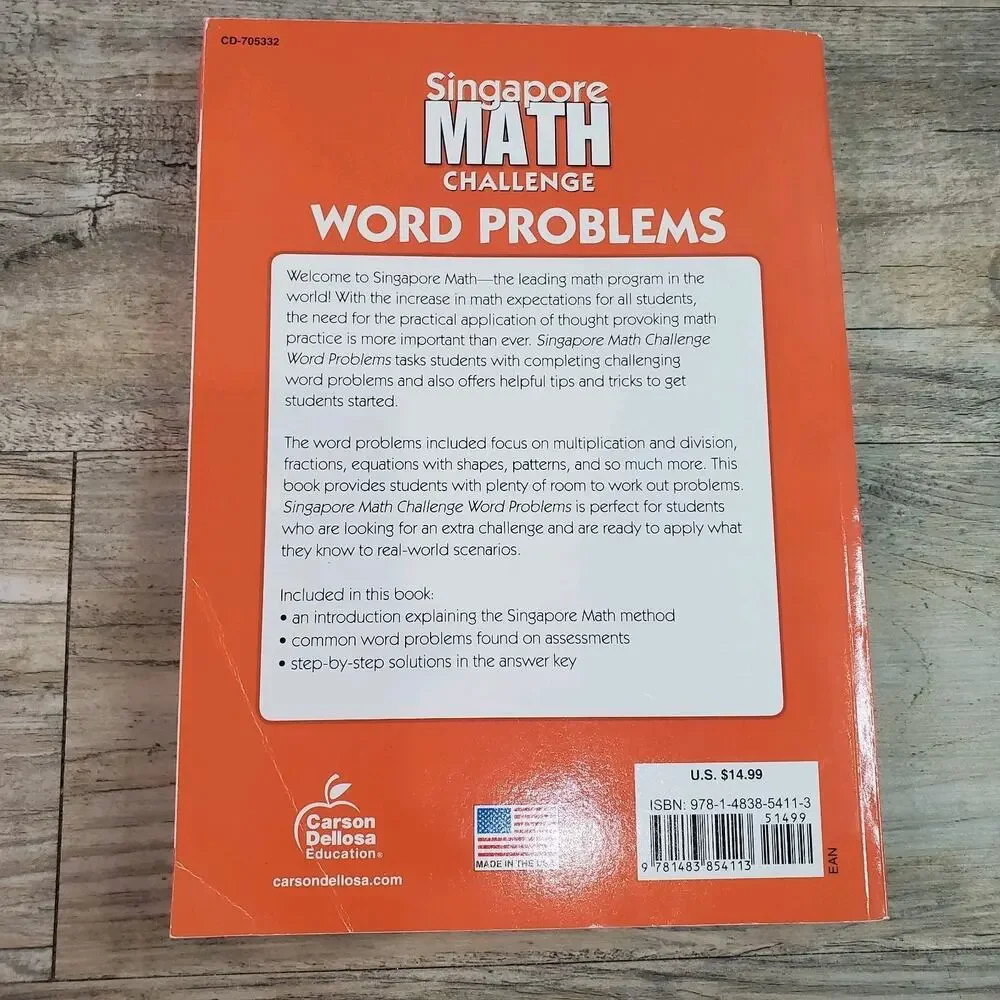 Singapore Math Challenge Word Problems, Grades 3+ by Carson Dellosa Education
